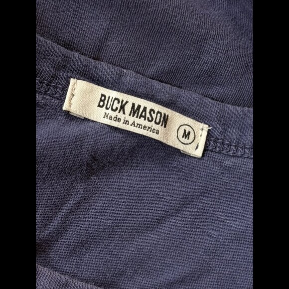 Buck Mason T Shirt Medium Blue Navy Short Sleeve Casual Tee 100% Cotton - Picture 7 of 8